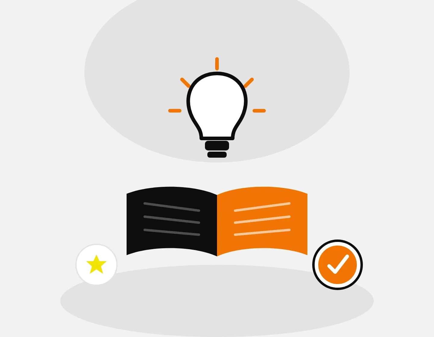 A glowing lightbulb above an open book with a star and checkmark, representing effective teaching outcomes